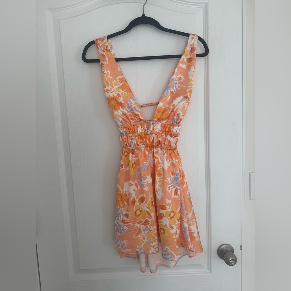 Beginning Boutique Orange and Yellow Floral Dress